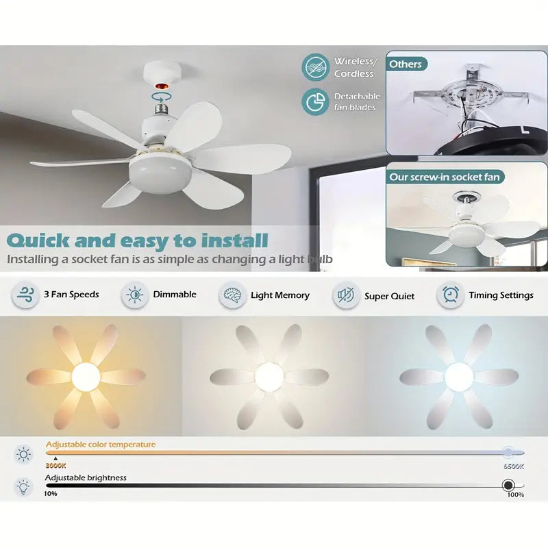 Lâmpada Ventilador Multifuncional com Controle Remoto