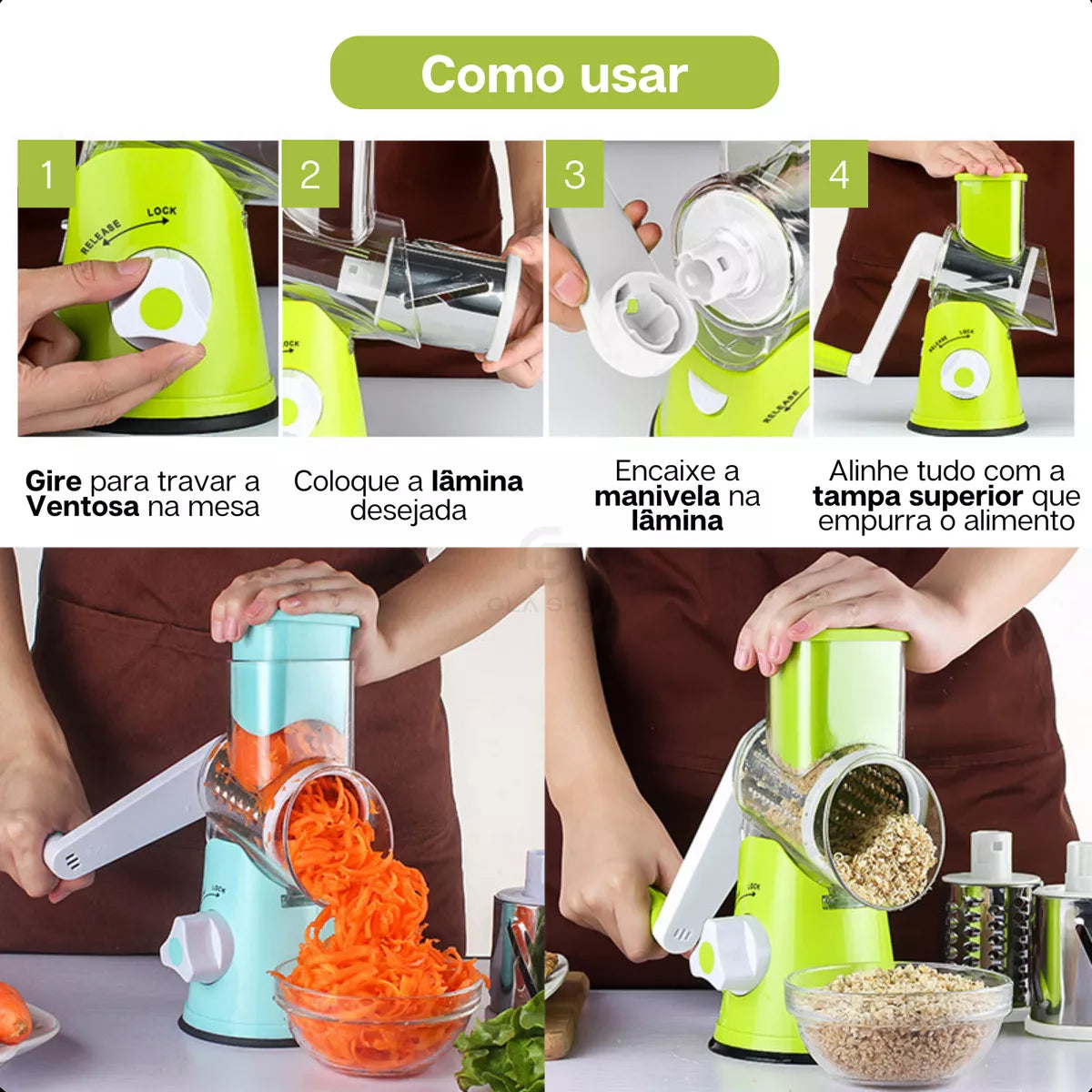 Ralador Fatiador 3 em 1 com Lâminas Inox