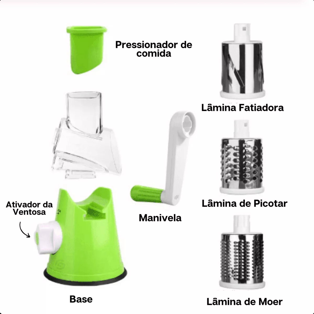 Ralador Fatiador 3 em 1 com Lâminas Inox