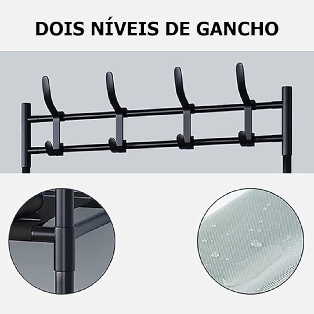 Rack Multifuncional Arara Sapateira Cabideiro – 4 Prateleiras