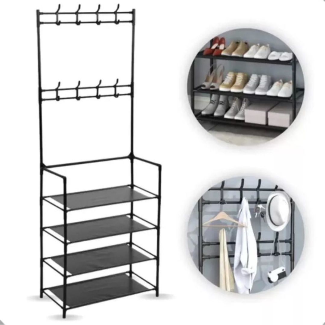 Rack Multifuncional Arara Sapateira Cabideiro – 4 Prateleiras