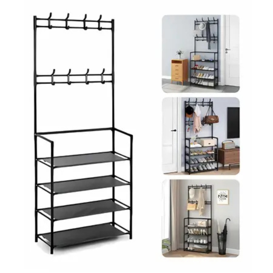 Rack Multifuncional Arara Sapateira Cabideiro – 4 Prateleiras