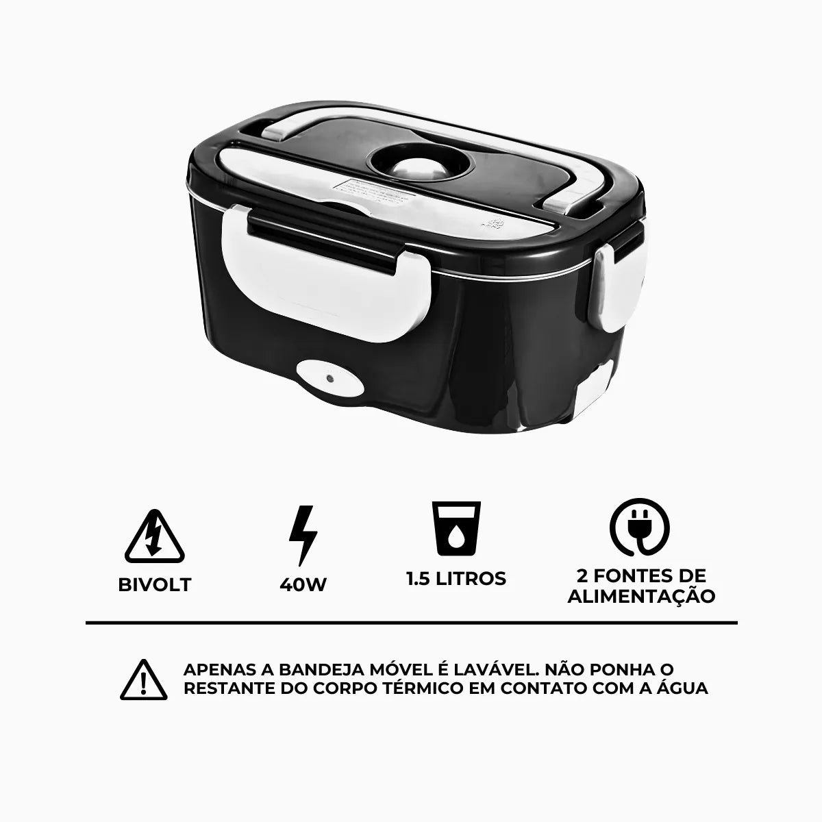 Marmita Elétrica Portátil Bivolt – Preta