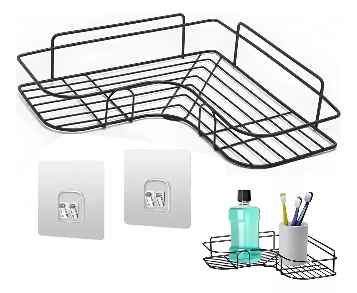 Prateleira de Canto Multiuso Adesiva – Preto BM-F1002