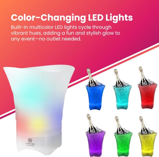 Balde de Gelo Portátil Dobrável com Bluetooth e LED
