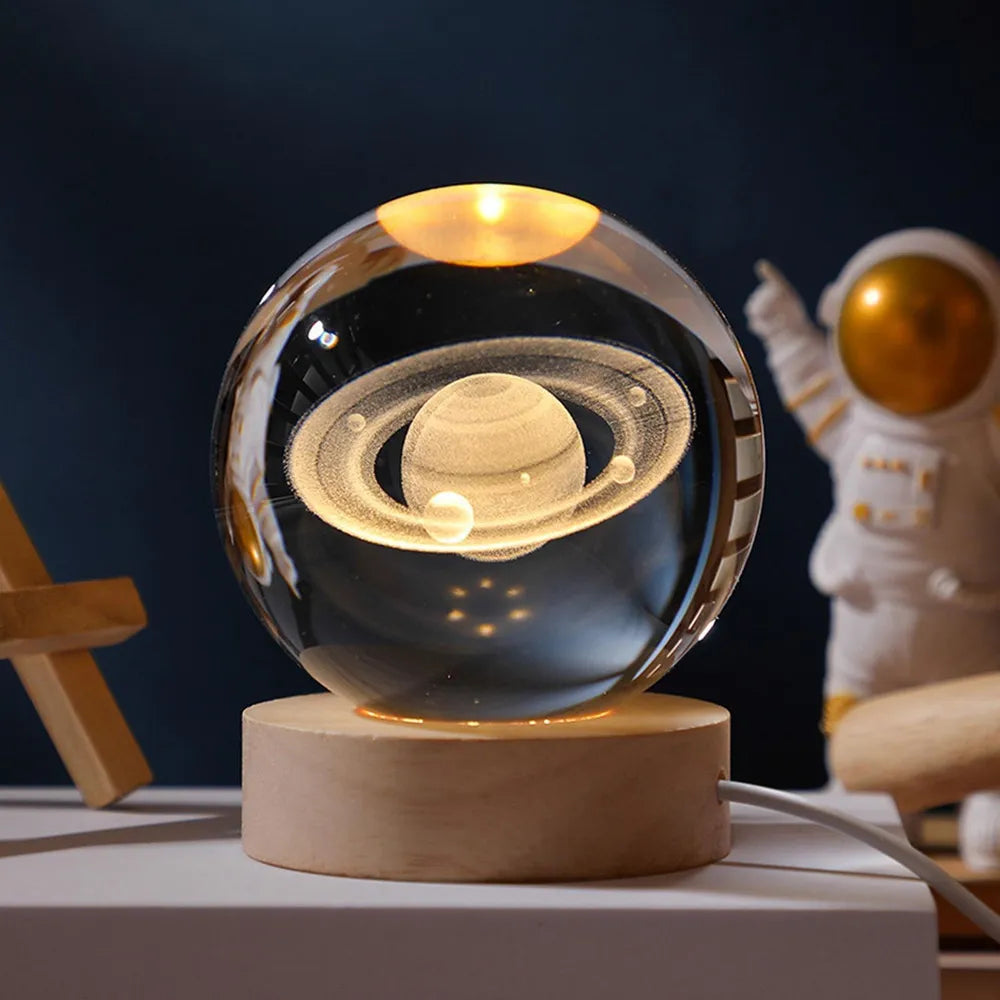 Luminária de Mesa Bola de Cristal 3D LED