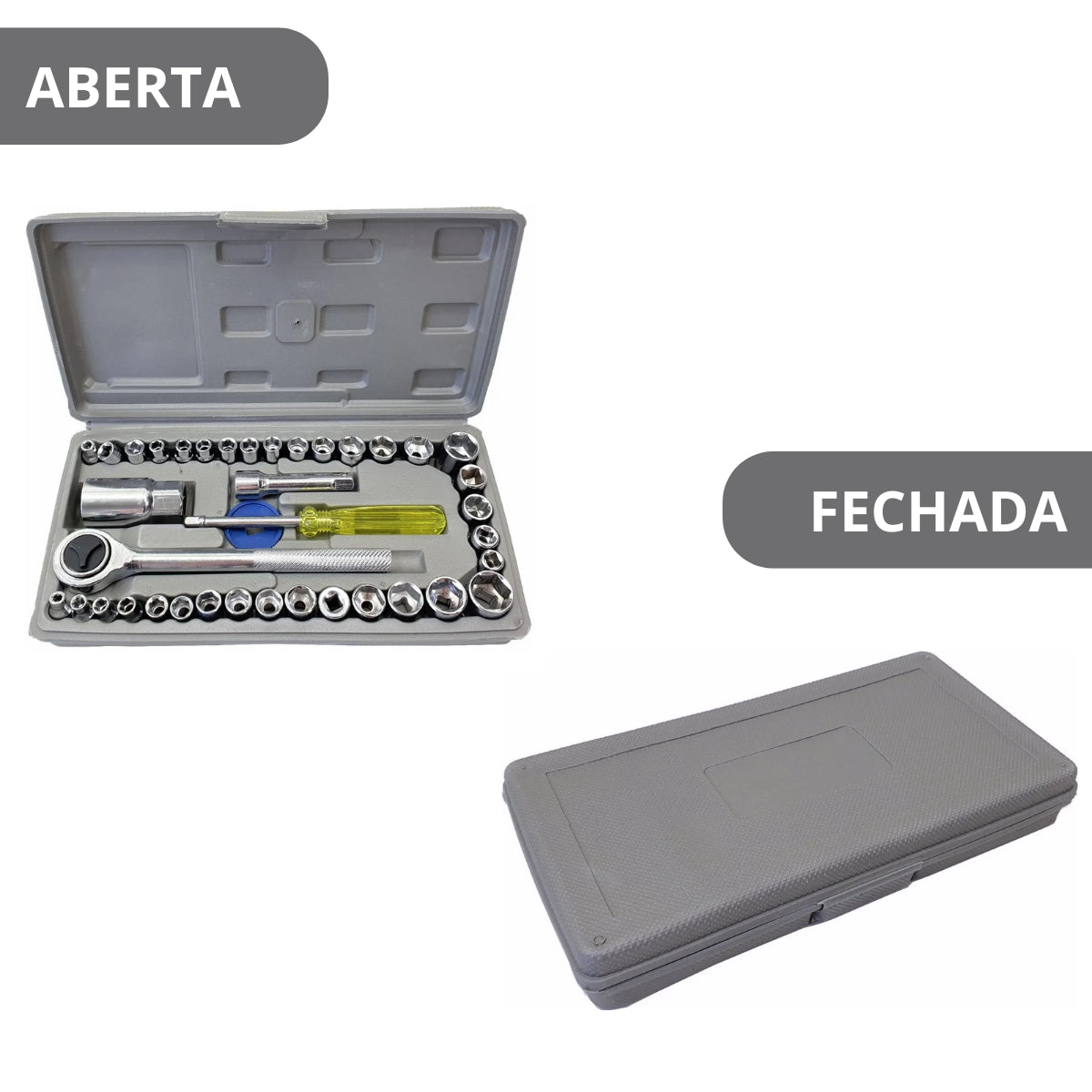 Jogo de Ferramentas 40 Peças com Maleta – Cinza