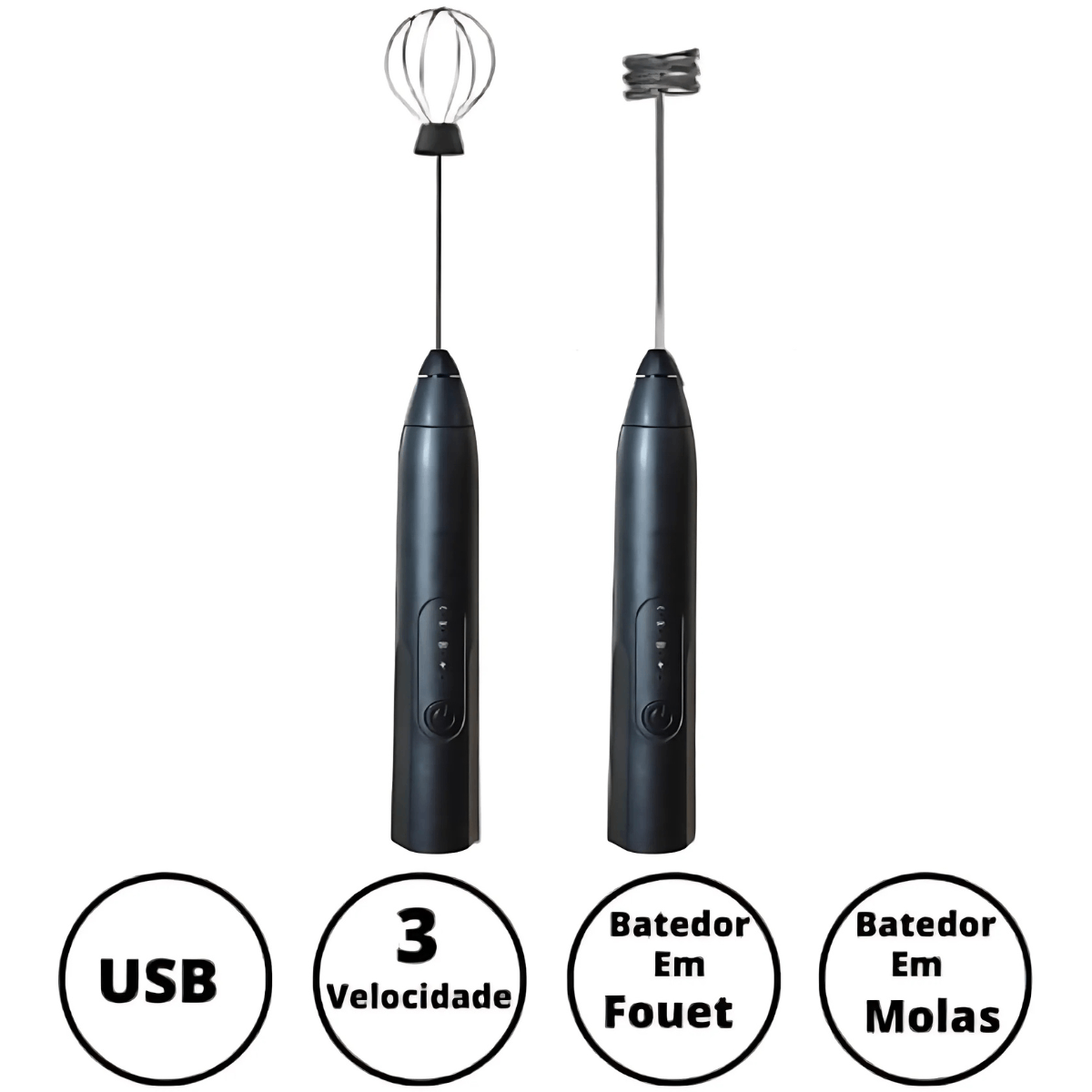 Mini Batedor Mixer Elétrico Portátil Preto Premium