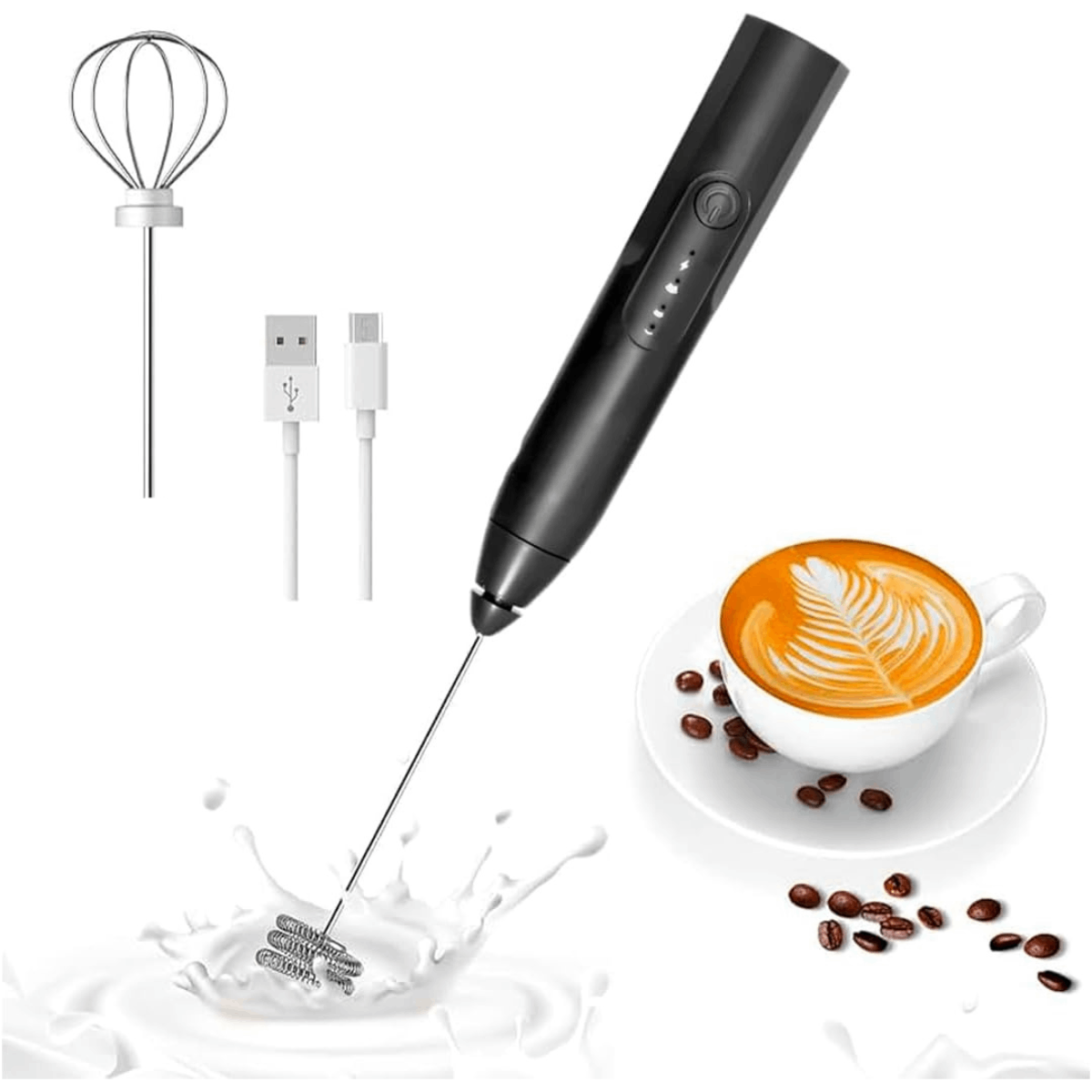 Mini Batedor Mixer Elétrico Portátil Preto Premium