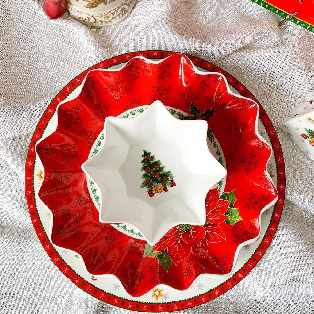 Conjunto de Porcelana Natalino com 6 Peças