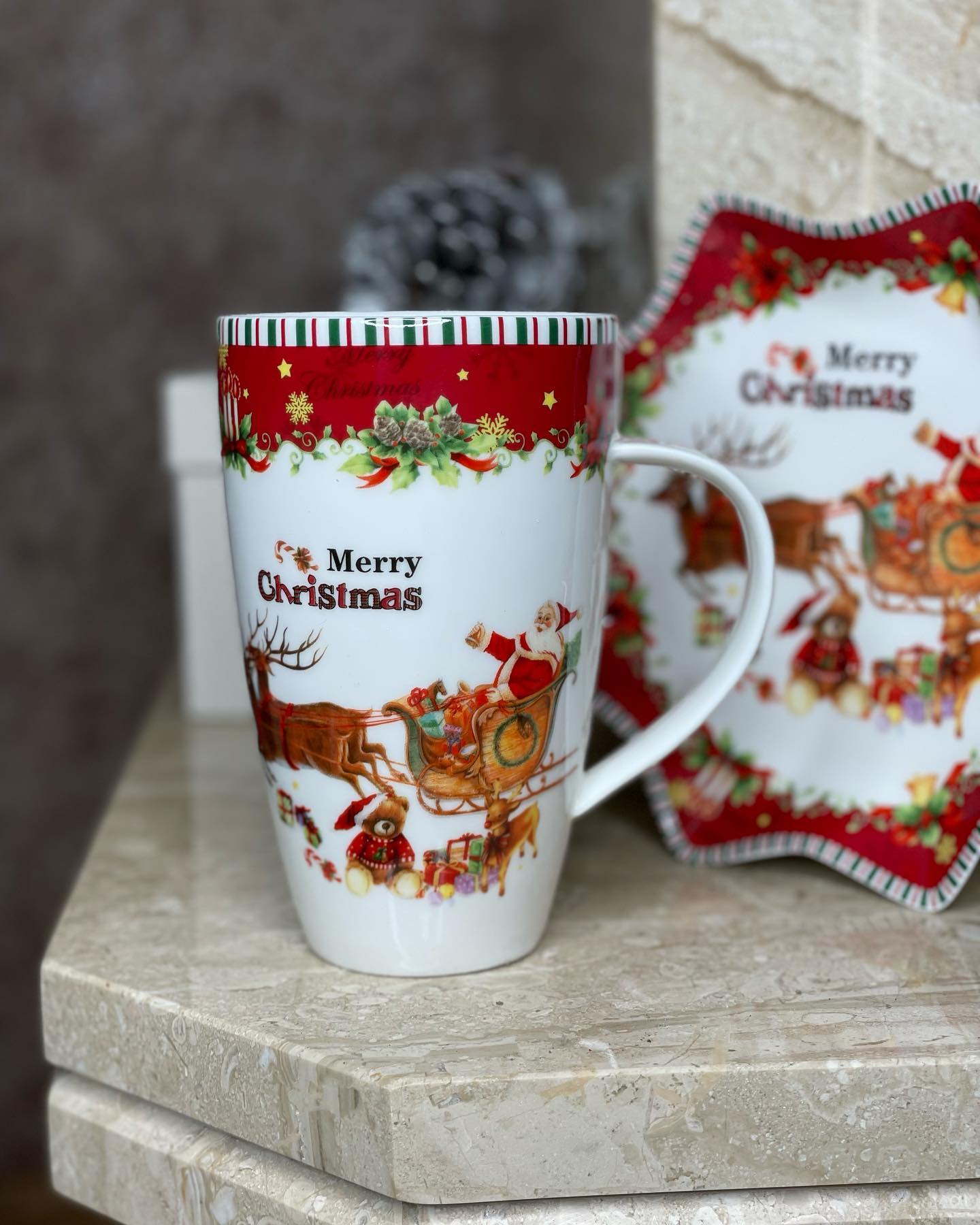 Conjunto de Porcelana Natalino com 3 Peças