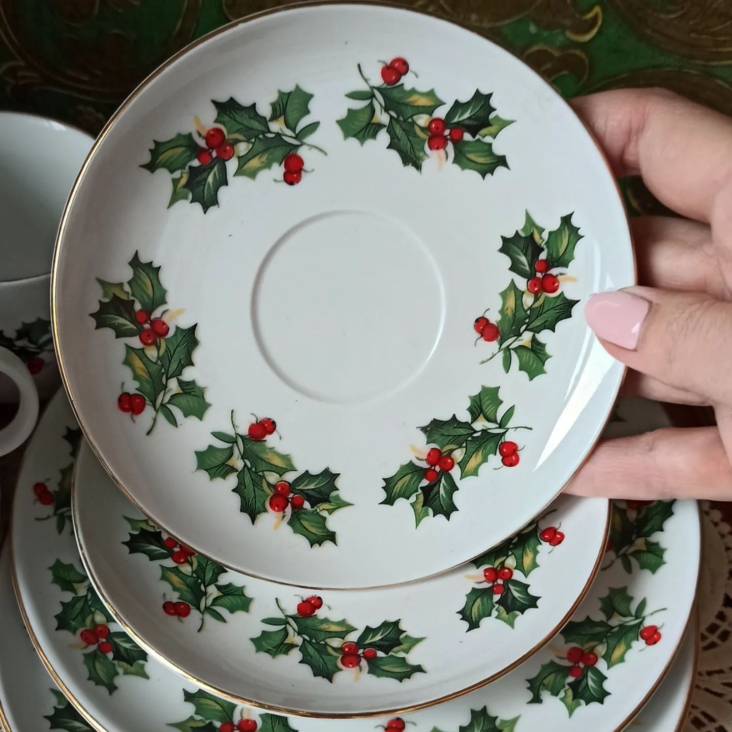 Conjunto de Porcelana Natalino com 12 Peças