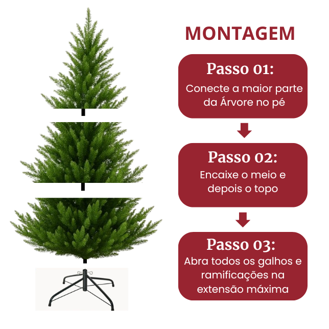 Árvore de Natal Pinheiro sem Led Montagem rápida