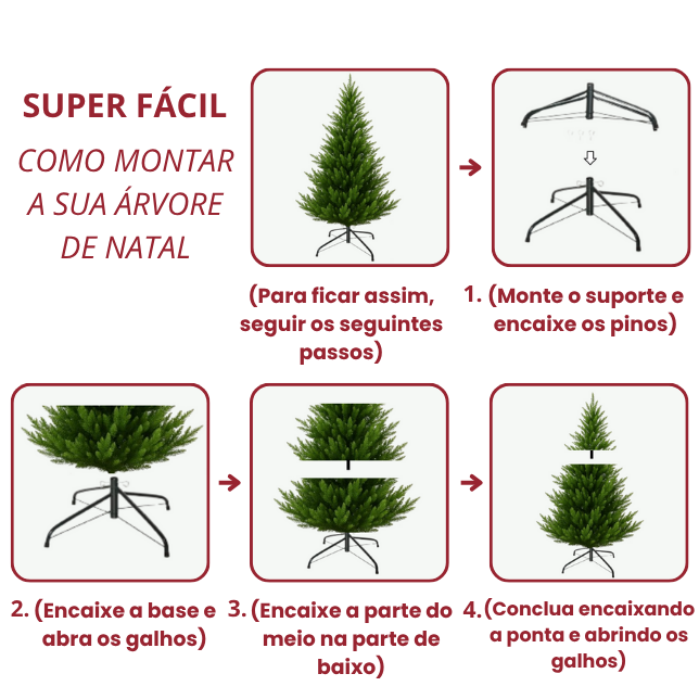 Árvore de Natal Pinheiro sem Led Montagem rápida