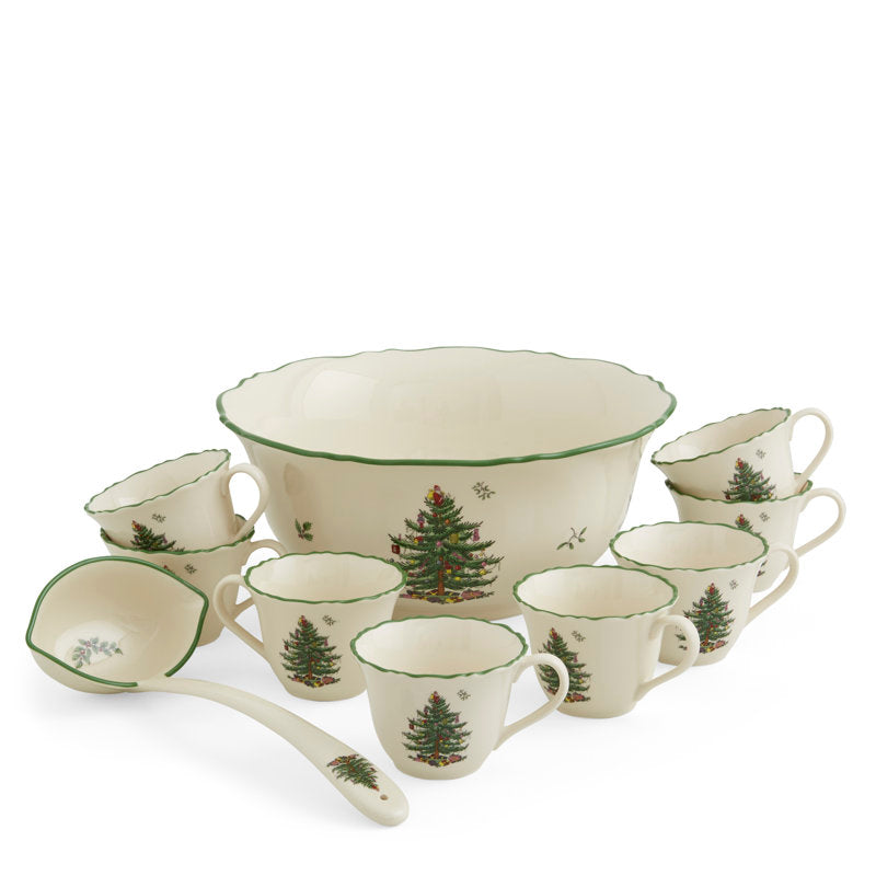 Kit 10 Peças de Porcelana - Estampa Árvore de Natal