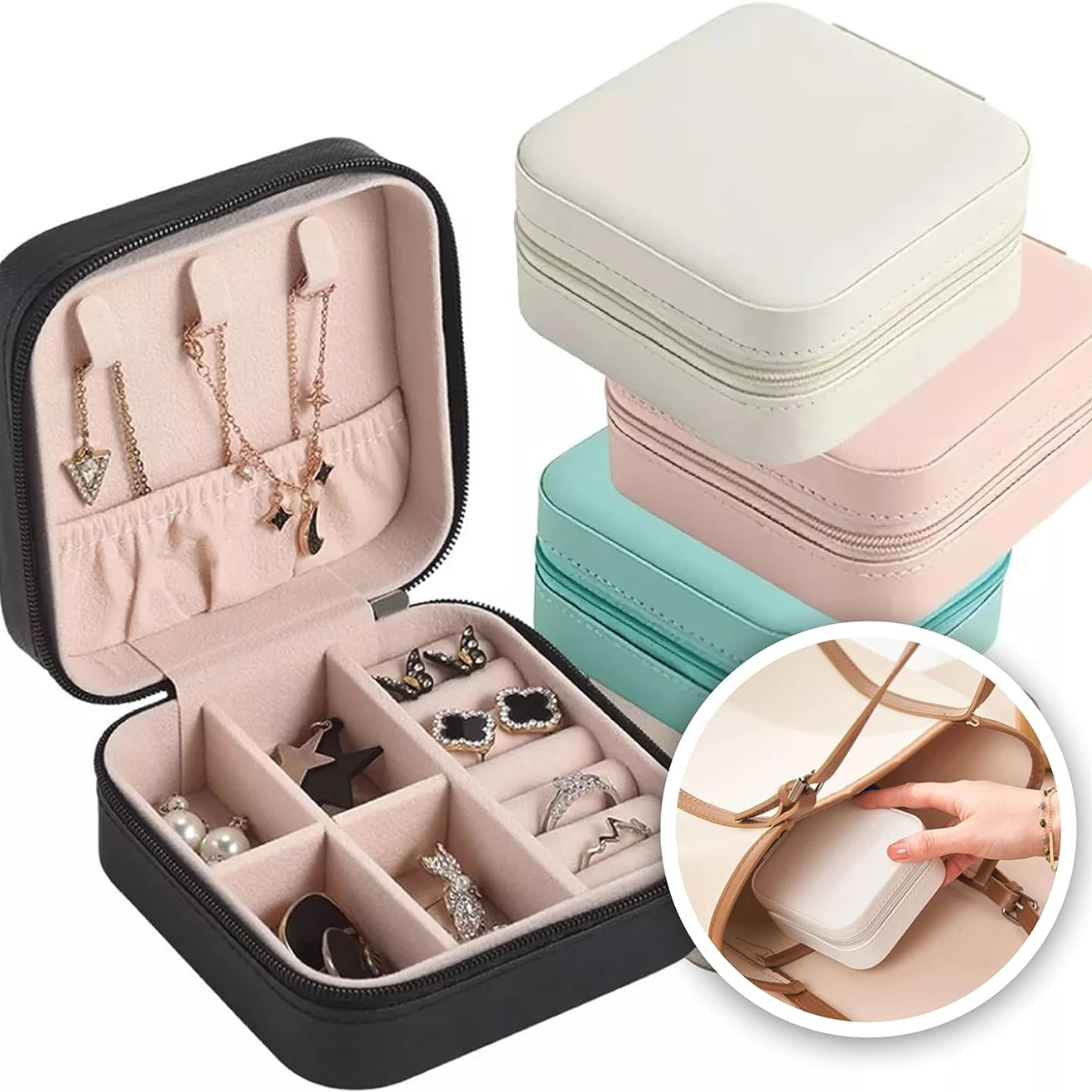 Porta Joias Caixa Portátil Compacta - (Cores Sortidas)