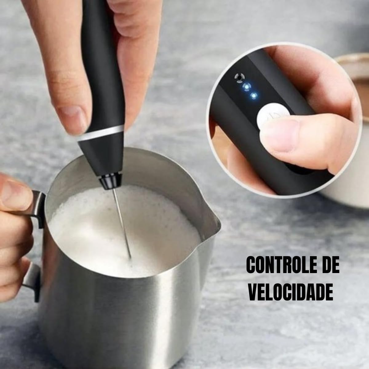 Mini Batedor Mixer Elétrico Portátil Preto Premium