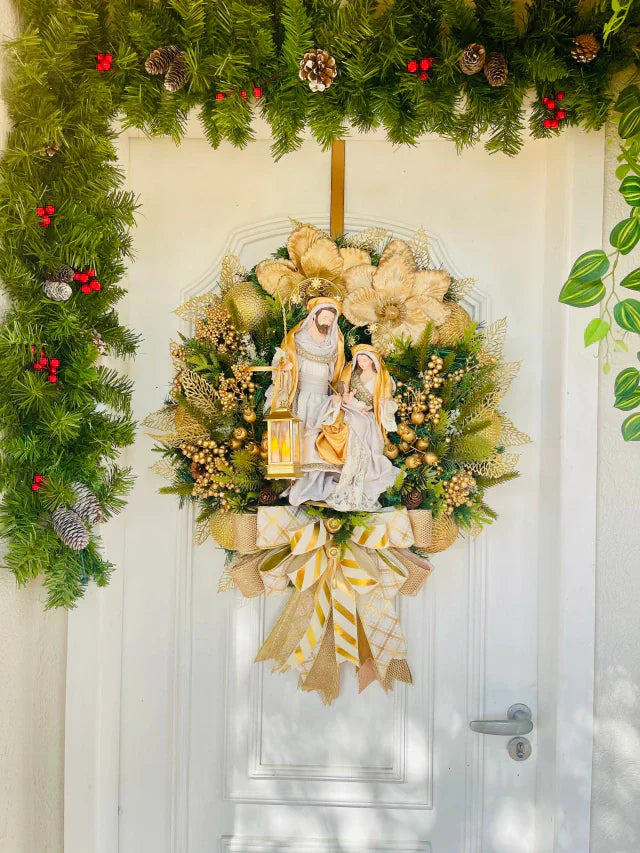 Guirlanda De Natal Sagrada Família C/ Led 65cm