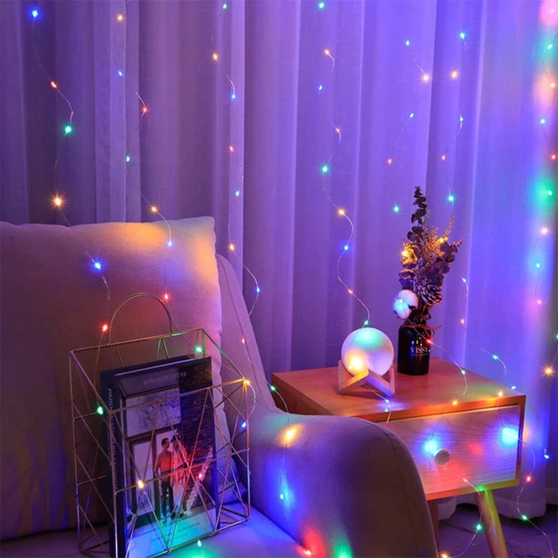 Cortina de LED Natalina 300 Luzes – 8 Efeitos Mágicos de Iluminação