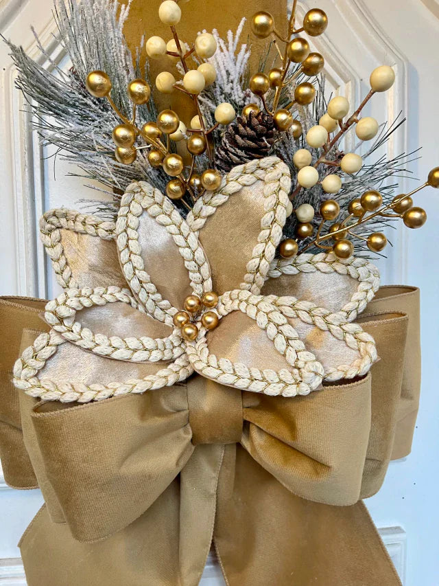 Escapulário De Natal Veludo Dourado