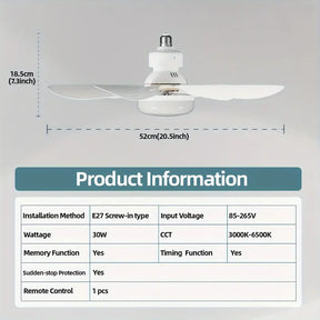 Lâmpada Ventilador Multifuncional com Controle Remoto