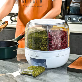 Dispenser de Alimentos e Grãos Giratório com 6 Divisões