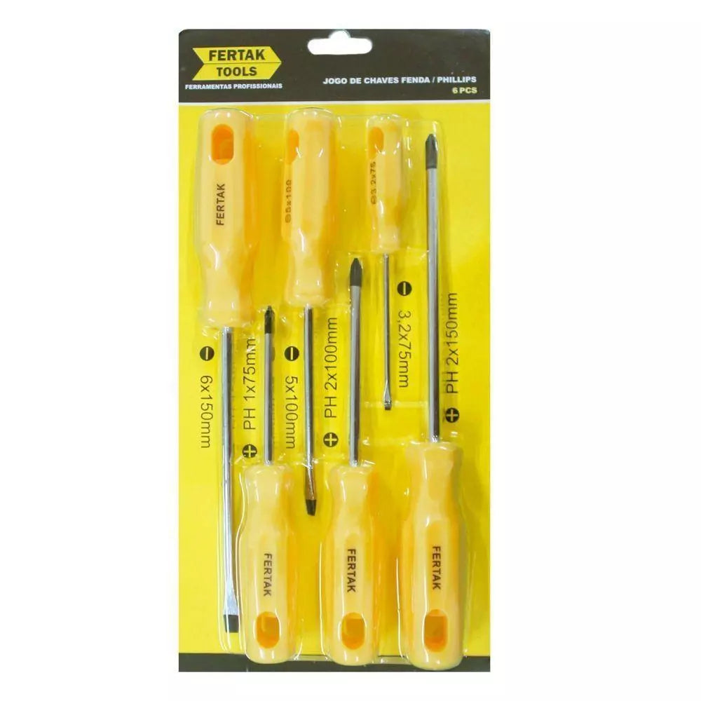 Jogo de Chaves Fenda e Phillips 6 Peças com Suporte – StarTools