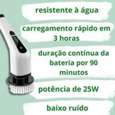 Escova de Limpeza Elétrica Rotativa Multiuso 9 em 1 Bivolt