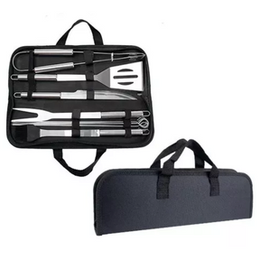 Kit Churrasco de Luxo com 9 Peças em Inox + Maleta