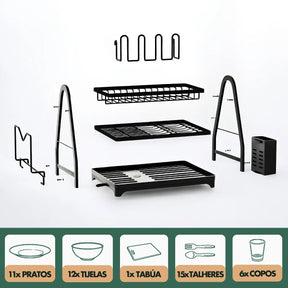 Escorredor e Organizador De Louças Inox Preto