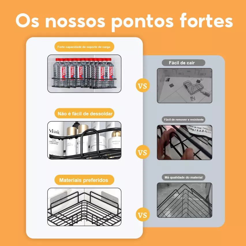 Prateleira de Canto Multiuso Adesiva – Preto BM-F1002