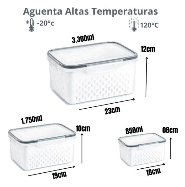 Conjunto Hermético 3 Potes com Tampa BM-F104