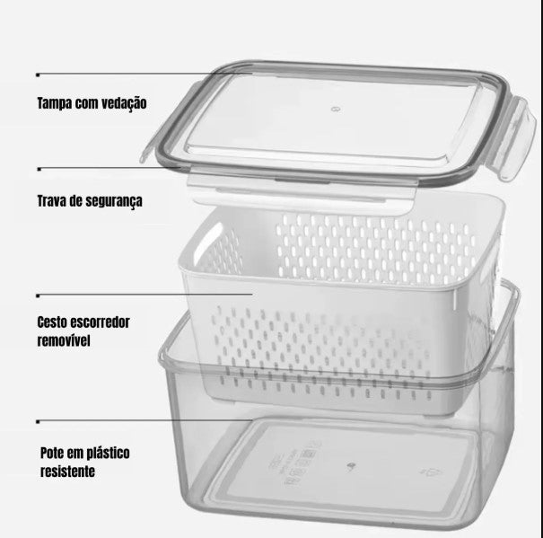 Conjunto Hermético 3 Potes com Tampa BM-F104