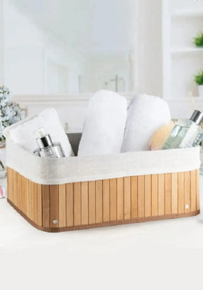 Conjunto de 3 Cestos de Bambu Organizadores Multiuso com Forro BM-F1101