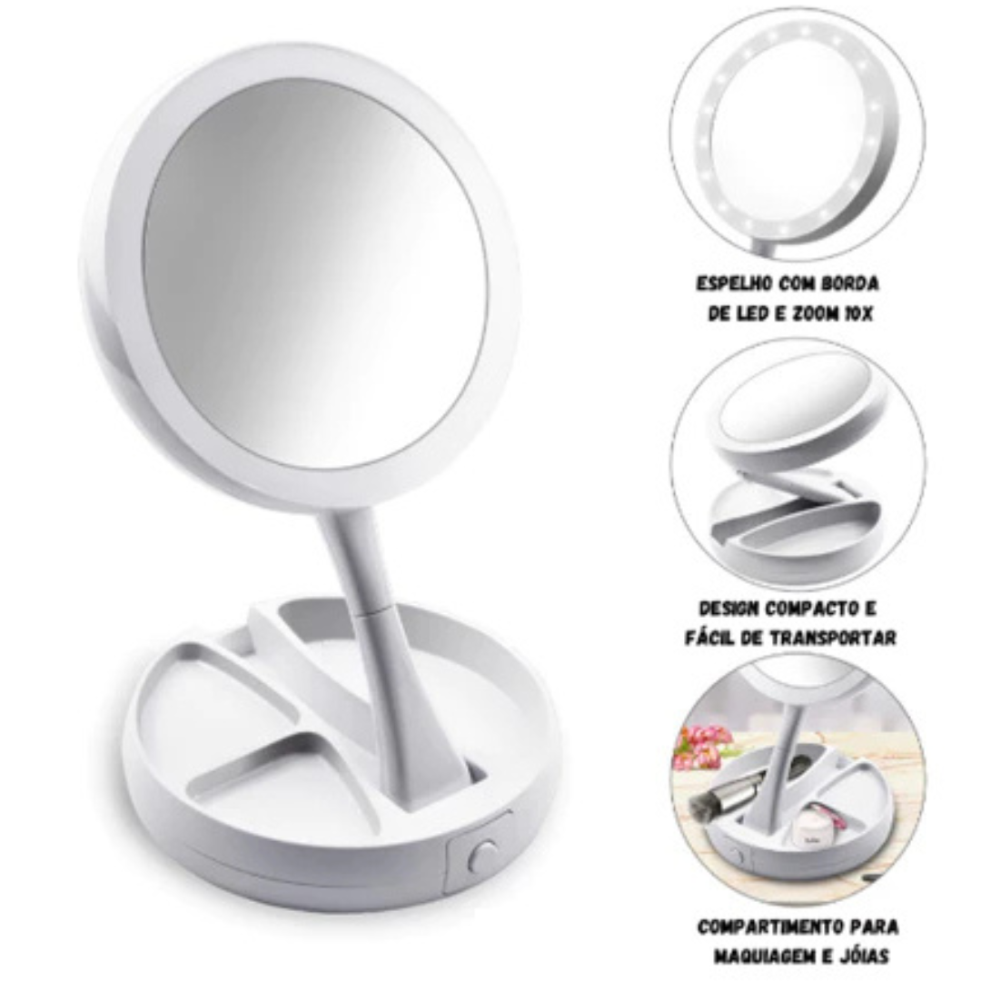 Kit Espelho Camarim com Iluminação LED + Lavador de Pincéis Automático