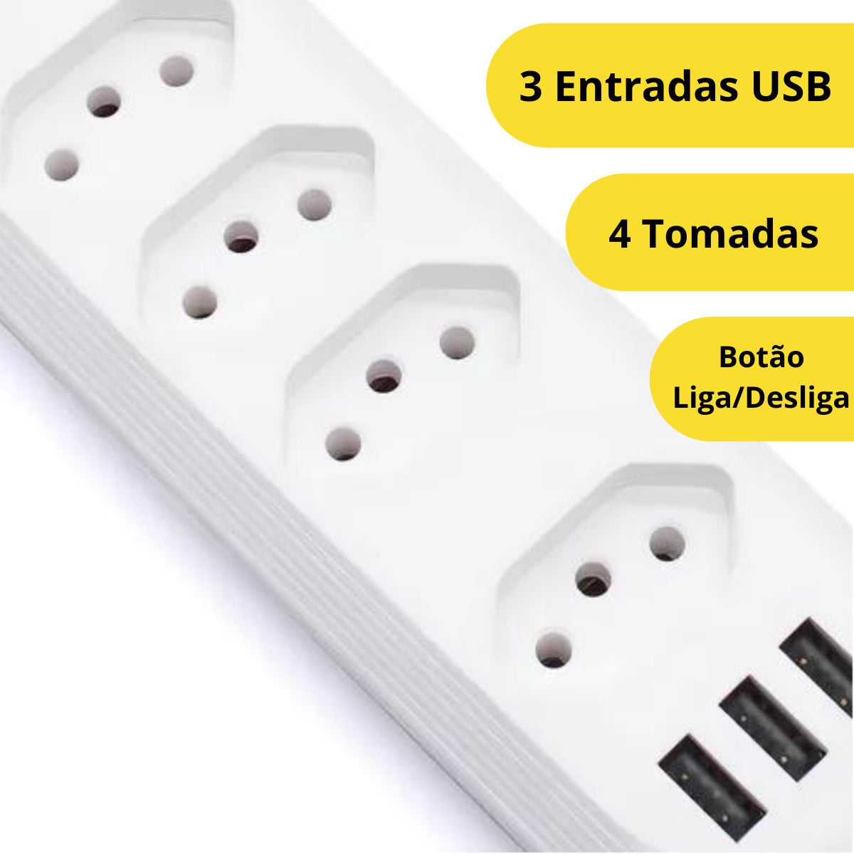 Filtro de Linha Extensão 4 Tomadas e 3 USB – BM-8694A