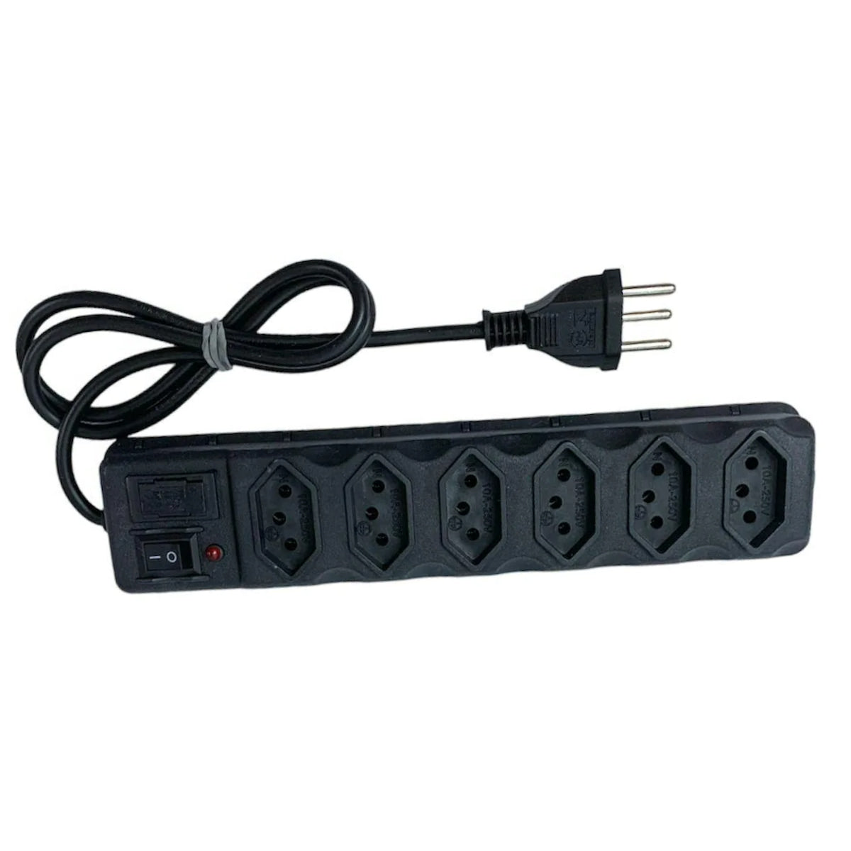 Filtro de Linha PVC Preto – 5 Tomadas com Botão Power 85cm Bivolt