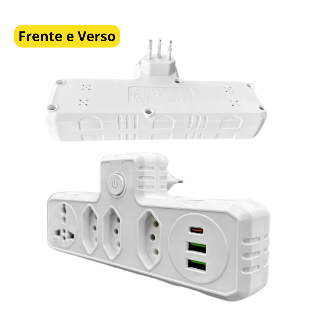 Adaptador para Tomada Benjamin (T) com USB-A e USB-C Bivolt - BM-8704A