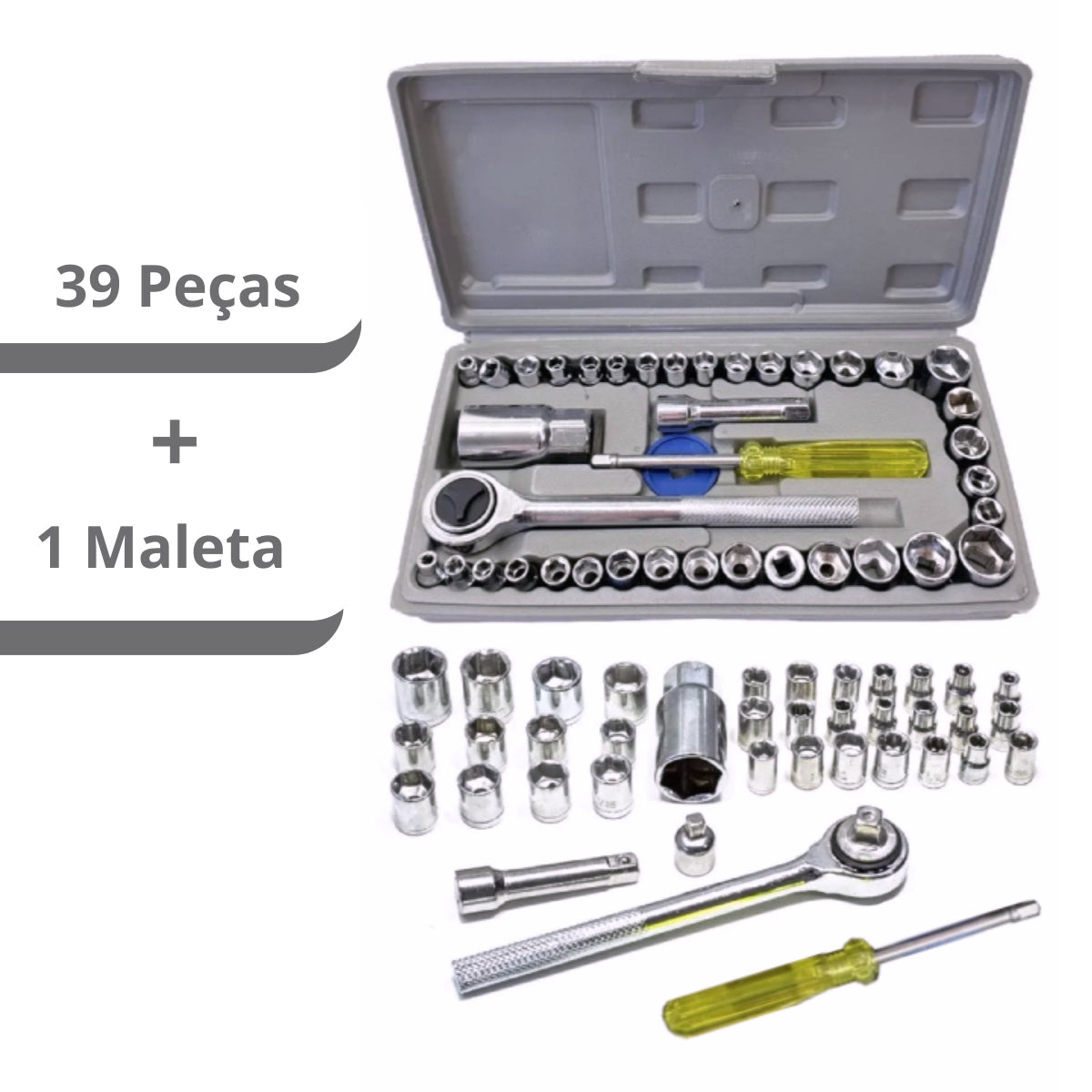 Jogo de Ferramentas 40 Peças com Maleta – Cinza