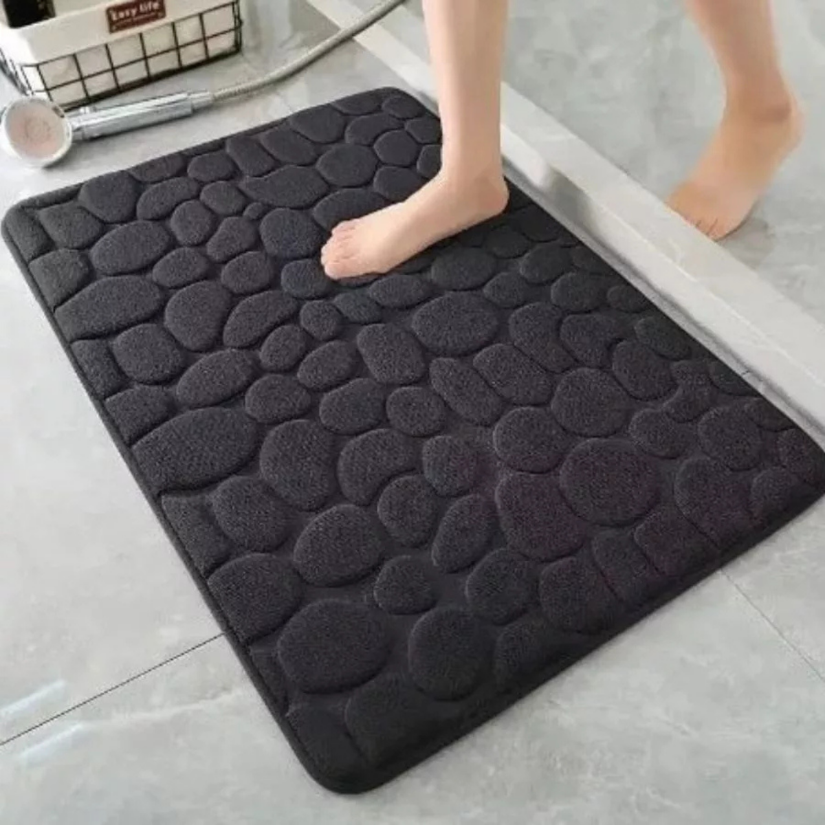 Tapete de Banheiro em Relevo 3D Paralelepípedos – Cinza ou Preto BM-F1212