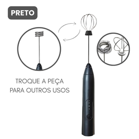 Mini Batedor Mixer Elétrico Portátil Preto Premium