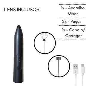 Mini Batedor Mixer Elétrico Portátil Preto Premium