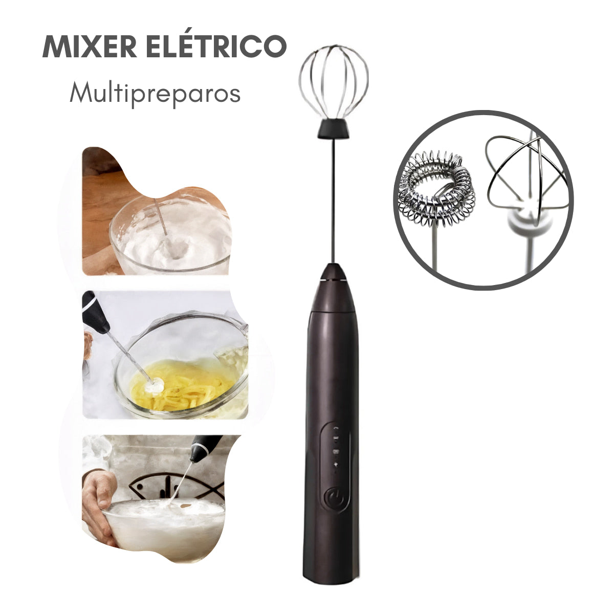 Mini Batedor Mixer Elétrico Portátil Preto Premium
