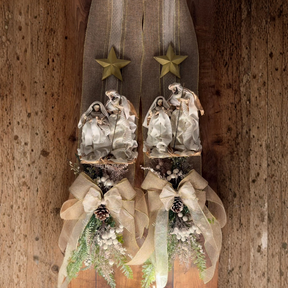 Escapulário Sagrada Família Natalino com Laço e Pinheiro | COM LED