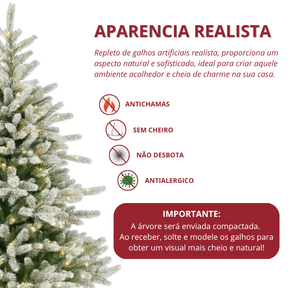 Árvore de Natal Nevada 1,80m de Altura - 1.326 Galhos - Micro LED