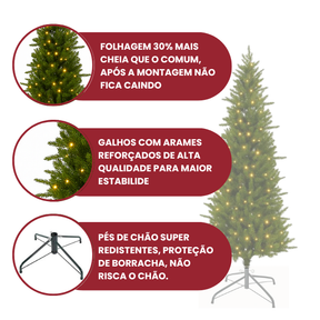 Árvore de Natal Nevada 180/210m - com Luzes LED Quentes e Multicoloridas