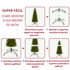 Árvore de Natal Nevada 180/210m - com Luzes LED Quentes e Multicoloridas