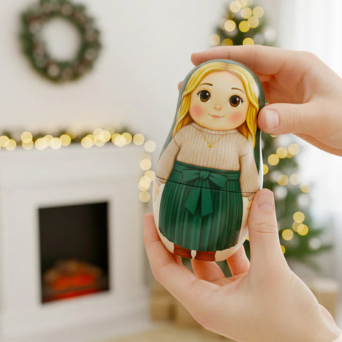 Retrato Personalizado em Boneca Russa (Estilo Cartoon) - Promoção de Natal