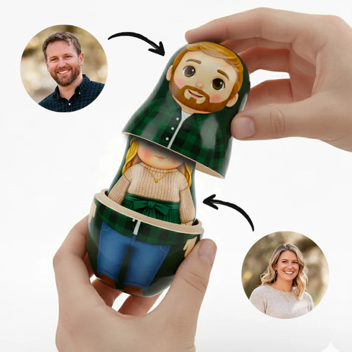 Retrato Personalizado em Boneca Russa (Estilo Cartoon) - Promoção de Natal