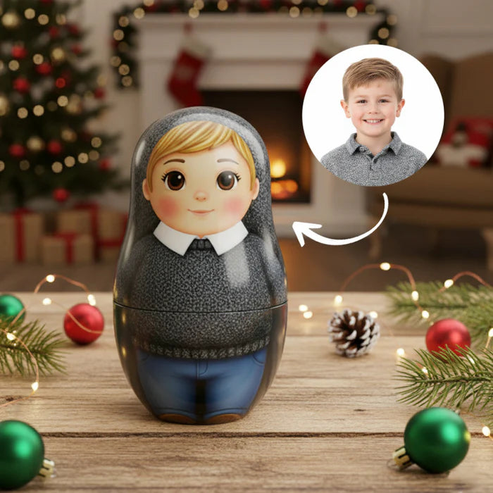 Retrato Personalizado em Boneca Russa (Estilo Cartoon) - Promoção de Natal